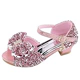 IQYU Sandalen Kristall MäDchen Sandalen Absatzschuhe Bowknot Perle Paillette Prinzessin Schuhe-Kleinkind Schuhe Open Toe Kinder Einzelne Schuhe Rutschfest Komfortable Kleinkindschuhe