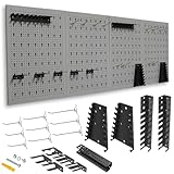 METALLMOBELL - Werkzeugwand Metall Lochwand, 160x60x2 cm, 4 Lochplatten 40x60x2 cm, Haken und Halterungen, Werkstatteinrichtung Set, Lochwand Werkstatt, Werkstatt Organizer, Schraubenregal - HPTH01G