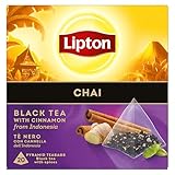 Lipton Schwarztee Chai, mit Zimt aus Indonesien, für einen Moment der Glückseligkeit, 20 Pyramidenbeutel