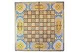 Backgammon | Schachbrett | Holz | Koffer | Handgefertigt | Handbemalt | Blumen Design | Intarsienarbeit | 50 * 50 * 4 cm | Inklusive Koffer, Würfel & Steine | BGZW56A05