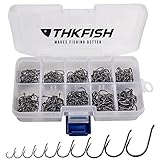 THKFISH Angelhaken Kohlenstoffstahl Angelhaken Set mit Kunststoff Box Angelzubehör Set Augen Haken10Größen 500Stück