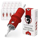 WARRIOR Red Tattoo Patronen Nadeln Professionelle für Augenbrauen Lippen Sterilisierte mit E.O Gas Cartridge Round Liner 316L Chirurgischer Stahl Einweg Permanent Make-up (0.25mm-0803RL)