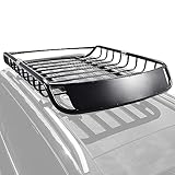 DREAMADE Auto Dachkorb Universal, Dachgepäckträger schwarz, Dachträger, Dach Gepäckträger, Gepäckkorb aus Stahl, Autodach Gepäckträger Regal, Schwarz