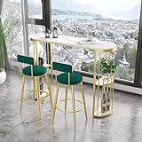 JHDXL Bartisch mit Barhocker Set, Küchentheke mit Stauraum und Fußstütze, Essgruppe im Industriedesign, Küchentheke für Wohnzimmer, Esszimmer und Kücher(Gold,100cm/39.5in)