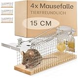 Praknu Mausefalle lebend - 4 Stück - Tierfreundlich & Wiederverwendbar - Aus nachhaltigem FSC® Holz - Sofort Einsatzbereit