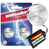 2 x CR2450 WILHELM Lithium Knopfzelle 3V 600mAh ø24,5x5,0mm Batterie DL 2450 CR 2450