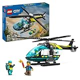 LEGO City Rettungshubschrauber, Hubschrauber-Spielzeug für Kinder, Helikopter mit Seilwinde, Rotoren und 3 Figuren inkl. Pilot, Wanderer und Luftretter, Geschenk für 6-jährige Jungs und Mädchen 60405