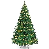 Weihnachtsbaum künstlich, oGoDeal künstlicher Weihnachtsbaum 180cm, Tannenbaum PVC künstlich 1000 Spitzen Christmas Tree inkl. Metallständer und Schnellaufbau Klapp