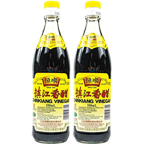 Heng Shun - 2er Pack Chinkiang Vinegar schwarzer Essig in 550 ml Glasflasche - Traditionell Chinesischer Reisessig (Schwarz) ideal für Dip-Saucen und zum Nachwürzen