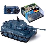 Ferngesteuerter Mini RC Panzer German Tiger I - Modellbau R/C Battletank mit Schussfunktion, Sound & Licht - 1:72 Maßstab (1 x Mini RC Panzer)