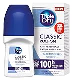 Triple Dry Anti-Transpirant Roll-On, 50 ml, Deoroller gegen starkes Schwitzen, antibakterielles Deodorant für 72 h Schutz, parfümfreies Antiperspirant