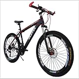 XER Für Männer Mountainbike, 17' Zoll-Stahlrahmen, 21/24/27/30 Geschwindigkeit voll einstellbare Dämpfer Einheit vorderen Federgabeln,Rot,30 Speed