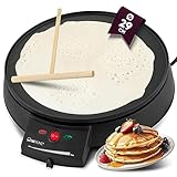 Clatronic Crepes Maker für Crepes mit Ø 29 cm | Crepe Maker inkl. Teigverteiler | antihaftbeschichter Oberfläche | Stufenlos regelbarer Thermostat u. Backampel | Pfannkuchen Maker mit 900 W | CM 3372