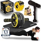 ROAD2GOAT® - [SIXPACK SET] - Bauchtrainer - Bauchmuskelset mit Kniematte - Bauchmuskeltrainer - Bauchroller - mit Widerstandsbänder - Sit Up Bar - Bauchtrainer für Zuhause