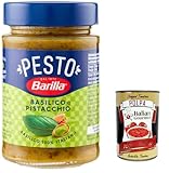 12x Barilla Pesto Basilico e Pistacchio Pesto mit Basilikum und Pistazien aus nachhaltiger Landwirtschaft hergestellt 190g Italienisch Sauce glutenfrei + Italian Gourmet polpa 400g
