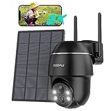 COOAU Überwachungskamera Aussen Solar Akku - Kamera Überwachung Außen - 2K PTZ 355°/90° Kabellos WLAN IP Kamera​Outdoor mit Smart Bewegungsmelder | Farbige Nachtsicht | WiFi Weitwinkel Camcorder