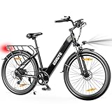ESKUTE Polluno Plus 26 Zoll City E-Bike mit Torque Sensor, 120km Reichweite, 36V 20Ah Akku, 250W Motor StVZO-konformes Pendlerfahrrad, EU-Zertifiziert E-Fahrrad, Schwarz