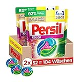Persil Color 4in1 DISCS (104 Waschladungen), Colorwaschmittel mit Tiefenrein-Plus Technologie für leuchtende Farben, 92% biologisch abbaubare Inhaltsstoffe*
