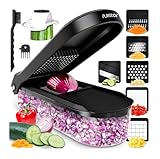 Gemüseschneider Mandoline Gemüsehobel - Gemüse Schneider Gurkenhobel Zwiebelschneider Kartoffelschneider Obstschneider - Reibe für Gemüse und Käse - Julienneschneider (6-in-1 Kompakt Schwarz)