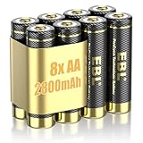 EBL AA Akku Pro Version 8 Stück - wiederaufladbare AA Batterien 2800mAh hohe Kapazität und Ladenzyklens