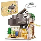 CADA C66007W Technik Coffee Shop Bausteine Haus mit Beleuchtungsset,Modulares Klemmbausteine MOC Haus Bauset,1116/pcs Groß Streetview Building Blocks,Erwachsener Bauspielzeug