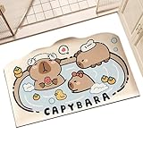 JIEBWCHA Badezimmer Teppich Süß | rutschfeste Badematte Capybara Motiv | Weich Saugfähig Teppich Diatomeenerde Matte Für Bad Dusche Küche Haus Deko Boden