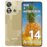 OUKITEL C57S Android 14 Smartphone Ohne Vertrag 4G, 8GB+64GB/128GB Handy Günstig, Octa Core, 6,52 Zoll HD+, 4300mAh Handy Ohne Vertrag, 4G Dreifache SLM Simlockfreie Handys - Gold