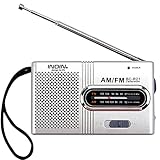 Mini Tragbares Radio 2 Band AM/FM mit Kopfhöreranschluss Klein Transistor Teleskopantenne Taschenradio Weltempfänger Lautsprecher Radio Batteriebetrieben für Wandern Camping BC-R21 Silber