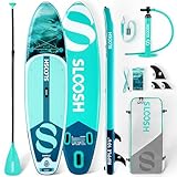 SLOOSH Aufblasbares Stand-Up-Paddle-Board, 10'6' Paddleboard mit Premium-Zubehör, rutschfestes Eva-Deck, ultraleichte Tragetasche und Pumpe, Ripple SUP für Jugendliche & Erwachsene, Neblige Brise