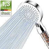 Magichome Duschkopf mit Filter, Hochdruck Handbrause 5 Strahlarten, Duschkopf Wassersparend mit 3-Lagen-Filtration Mineralsteinen, Druckerhöhende Duschbrause für Hartes Wasser,Rest-Chlor, Weiß