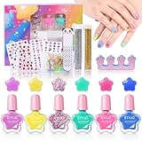 ETYJO Kindernagellack Set auf Wasserbasis - Peel Off Kinder Ngellack Mädchen Ungiftig Kit 6 * 5 ml Farben Nagellack Kinder, Schnelltrocknend Nagelset Perfekt für Geburtstagsgeschenke DIY Nail Salon