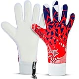 EFAH SPORTS Torwarthandschuhe für Kinder und Erwachsene mit gepolsterter Handfläche atmungsaktiven und starkem Griff Fußballhandschuhe (Red, Size 4 Suitable for 6 to 9 Years Old, Beidhändig)