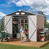 GVDV Geräteschuppen Metall – Gerätehaus mit Belüftung & abschließbaren Türen 236 × 171 × 197 cm,Wetterfester Outdoor Geräteschrank für Garten,Terrasse & Hof – Für Fahrräder,Werkzeuge & Rasenmäher