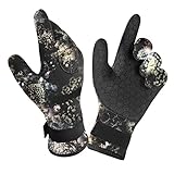 RFGTHY Tauchhandschuhe Camo Tauchhandschuhe 3mm/5mm Neopren Schnallenriemen Harpune Camo Unterwasserausrüstung Tauchen Schnorcheln Angeln Sporthandschuhe Anti-Rutsch-Design(5mm Camo Gloves,L)
