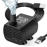 flintronic Aquarium Pumpe Klein, USB Mini Wasserpumpe, 200L/H Tauchpumpe Pumpe Aquarium Pumpe, für Teich Brunnen Aquarium, 3.5-9V 1-3W Kabel 1.4M(4 SAUGNAPF)