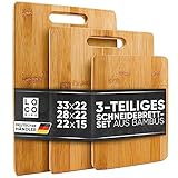 Loco Bird Schneidebrett 3er Set - 33x22cm - 28x22cm - 15x22cm - Schneidebretter aus Bambus für die Küche - Holzschneidebrett - Chopping board