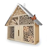 Wildlife Friends | Insektenhotel aus Naturholz & Metall, zum Aufhängen für Bienen, Marienkäfer, Florfliegen & Schmetterlinge - 25x7,5x28 cm