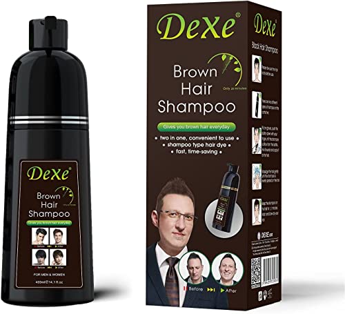 Instant Brown Hair Shampoo, Haarfärbeshampoo für Männer & Frauen- Einfach zu verwenden -100% Grauabdeckung- Einfach & schnell - Hält 30 Tage 3 in 1 Braunes Haarfärbemittel