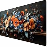 Mauspad Farbe 90x40cm Mousepad XXL Blumen, Gaming Mauspad Large Size Mit Rutschfeste Gummibasis, Mousepad Gaming Zubehör Für PC, Laptop, Verbessert Präzision und Geschwindigkei, Office Home Deko-XZ47Z