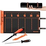 KastKing EZ Filet Fischmatte Combo mit Anti-Rutsch-Textur, 63,5 cm integriertes Lineal, Werkzeugaufbewahrungssystem, korrosionsbeständiges Filetiermesser, Schärfstab, leicht zu reinigen, Angelzubehör