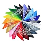 Luckwaii Bandana Halstücher für Damen Herren, Bandana kopftuch mit Mischfarben, 22 Stück Headwear Haar Schal Muster Bandana Taschentücher Farbige Quadratische Bandanas 55 x 55 cm