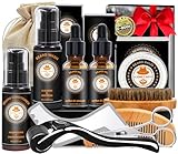 Geschenke für Männer,Bartpflege Set für Männer,Bartwuchs Pflegeset mit Bartshampoo, Conditioner,Bartöl,Balsam,Bartroller,Bartkamm,Geschenke Weihnachten,Geschenk Weihnachtsgeschenke