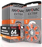 64 Hörgerätebatterien Rayovac Extra Size 13-8 Blister mit 8 Batterien