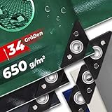 Abdeckplane mit Ösen – 3,99 €/m² - PVC, 650g/m2, wasserdicht, wetterfest, UV Schutz, Größenwahl, Farbwahl - verstärkten Kanten - Gewebeplane, Gartenplane, Schutzplane, Allzweckplane für LKW, Auto