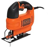 Black+Decker 520W Stichsäge KS701E (max. 70 mm Schnitttiefe, mit Softgriff, Sight-Line-Kanal, Schutzbügel, integrierte Sägeblasfunktion, ergonomische Griffe, inklusive Holzsägeblatt)