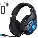 KAPEYDESI Wireless Gaming Headset, Wireless Headset für PS5 PS4 PC, Kabellos Gaming Kopfhörer mit Mikrofon, 3D-Stereo Surround, Bluetooth 5.2, 3,5 mm Adapterkabel für Xbox Series Gamer (Schwarz Blau)