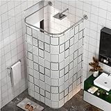 uyoyous Duschvorhangstange U Form Duschvorhangschiene Ecke, Duschvorhangstangen Edelstahl Verstellbare Duschstangel Ohne Bohren Badewanne Schiene Dehnbare für Badezimmer - 85-120cm