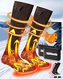 Beheizbare Socken, [Militärische Heizungs Experten] 2×5000mAh Wiederaufladbare Heated Heizsocken mit 3 Wärmeeinstellungen, Waschbare Beheizte Socken Bis zu 60°C für Outdoor-Arbeit Skifahren Camping