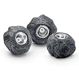 Pontec 87585 PondoStar LED Rocklight Set 3 - schwarzes, attraktives Felsleuchten-Set in zeitloser Schieferoptik / Unterwasserbeleuchtung