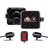 VSYSTO Motorrad DashCam, WiFi Motorrad Kamera, 130 ° Weitwinkel Nachtsicht 1080P Doppellinse Vordere und hintere Kamera, dashcam Motorrad wasserdicht Action cam Motorrad, mit Nachtsicht, G-Sensor
